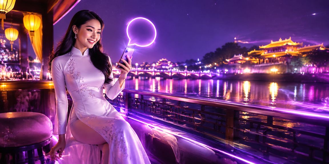 Người dùng tại Huế trong trang phục áo dài truy cập dịch vụ cá cược thể thao trực tuyến